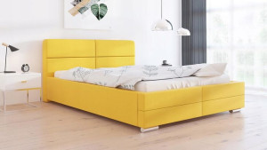 Łóżko Tapicerowane Żółte 160 Velvet Welur BETI 3 - materiał z grupy 1