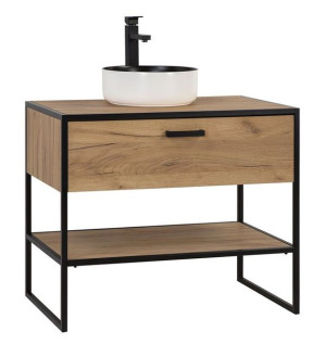 Szafka łazienkowa z umywalką dąb craft - Havana 5S 90 cm