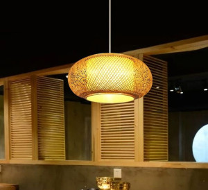 Duża Lampa Naturalna Bambus Boho 50 Cm Vintage