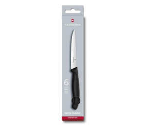 Victorinox Swiss Classic, zestaw 6 noży, ostrze ząbkowane, 11cm, czarny