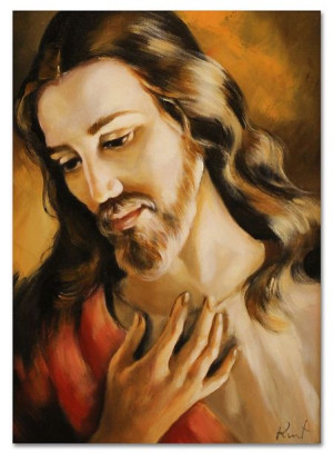 Obraz z Jezusem Chrystusem 50x70cm obraz ręcznie malowany na płótnie