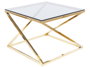 Ława LIAM 60x60 szkło dymione/złota