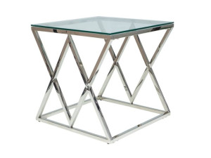 Ława ZEGNA B 55x55 srebrna, szklana, SIGNAL