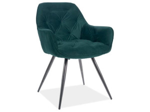 Krzesło Cherry Matt Velvet 75 Czarny Stelaż / Zielony