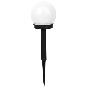 Lampa ogrodowa solarna wbijana KULA mleczna 10cm CW 304711