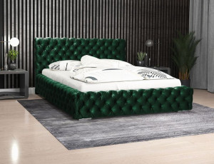Łóżko Tapicerowane Zieleń 180 Velvet Welur BETI 15 - materiał z grupy 1