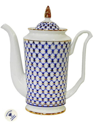 Dzbanek porcelanowy siatka kobaltowa Łomonosow  Imperial porcelain 690 ml
