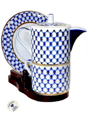 Czajnik, filiżanka, spodek Tea for one imperial porcelain Łomonosow Petersb