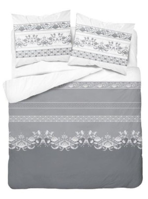 Pościel Flanelowa 220x200 POPIELATA ORNAMENT 3647B