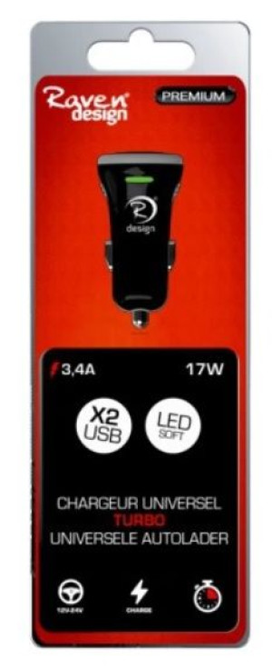 Samochodowa ładowarka USB Raven Design 2 USB 3,4A