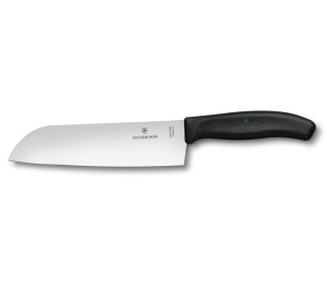 Victorinox nóż Santoku, ostrze gładkie, 17 cm, Fibrox, czarny