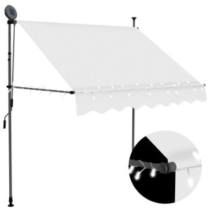 Ręcznie zwijana markiza z LED, 100 cm, kremowa