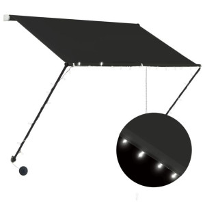 Markiza zwijana z LED, 100 x 150 cm, antracytowa
