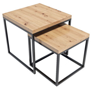 Komplet stolików kawowych w dekorze czerń + dąb artisan - Hogan