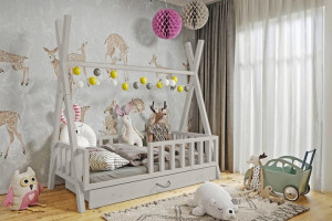 Łóżko dziecięce TIPI 160x80 z materacem + SZUFLADA