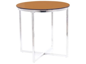 Stolik CRYSTAL B 55x55 bursztyn/srebrna, szklana, SIGNAL