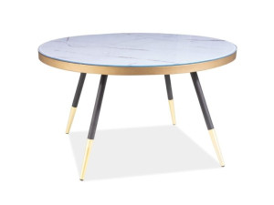 Ława VEGA B 80x80 biały efekt marmuru/czarna, SIGNAL