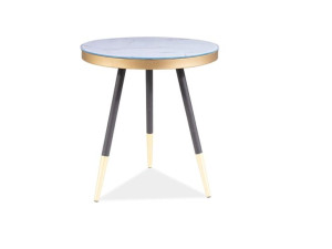 Stolik kawowy VEGA C 45x45 biały efekt marmuru/czarny, SIGNAL
