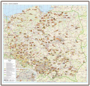 Polska Mapa Zamków Ścienna Magnetyczna