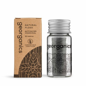 Georganics, nić dentystyczna, naturalna, kompostowalna, z węglem, 50 m