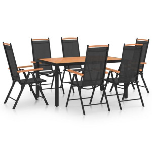 7-częściowy zestaw mebli ogrodowych, aluminium, czarny