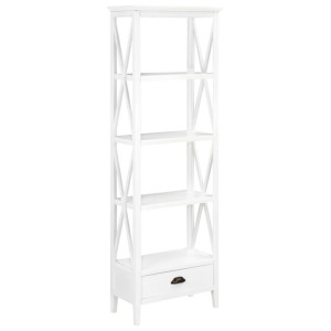 Biblioteczka z 1 szufladą, biała, 60 x 30 x 170 cm, MDF