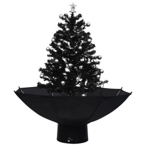 Choinka sypiąca śniegiem, podstawa parasolowa, czarna, 75 cm