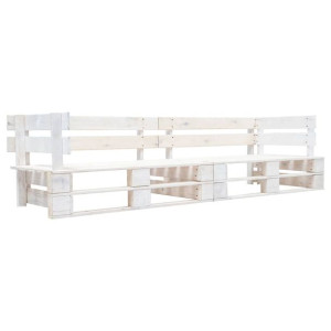2-osobowa sofa ogrodowa z palet, biała, drewno