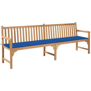 Ławka ogrodowa z błękitną poduszką, 240 cm, drewno tekowe