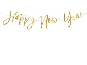 Baner Happy New Year Złoty 66x18cm