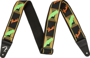 Fender Neon Monogram Green/Orange Pasek do gitary