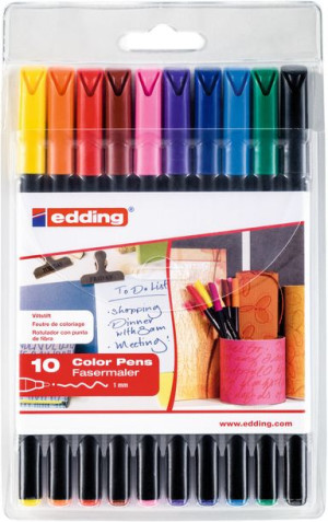 EDDING Flamastry pisaki 1200 artystyczne 10 kolorów ETUI
