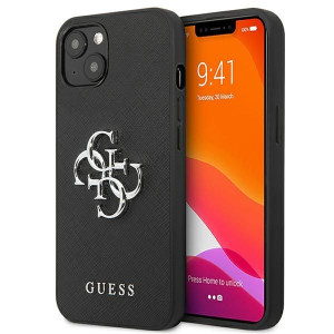 Guess Saffiano 4G Metal Logo | Etui do iPhone 13 - BLACK