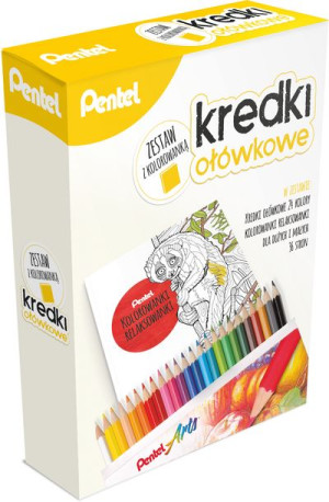 PENTEL Kredki akwarelowe 24 kolory + kolorowanka