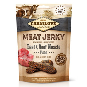 Brit Carnilove Jerky Beef & Beef Muscle Fillet Wołowina i Filet Wołowy Przy