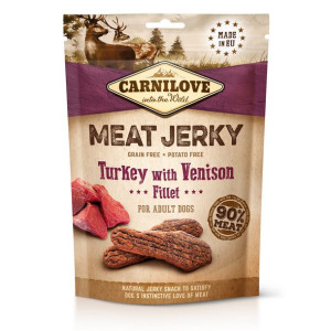 Brit Carnilove Jerky Turkey & Venison Fillet Indyk z Dziczyzną Przysmak Dla