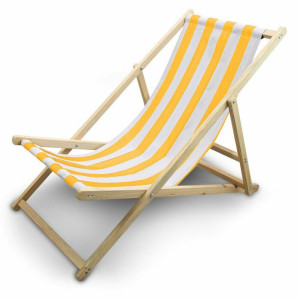 Leżak Plażowy Drewniany Stelaż Bardzo Lekki