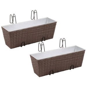 Donice balkonowe prostokątne 50 cm x2 brąz