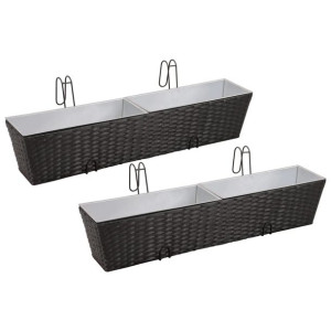 Donice balkonowe prostokątne 2 x 80 cm w kolorze czarnym
