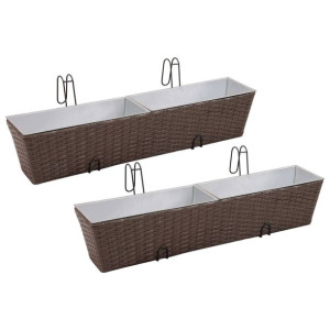 Donice balkonowe prostokątne 2 x 80 cm w kolorze brąz