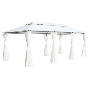Altana z zasłonami, 600x298x270 cm, biała, 180 g/m²