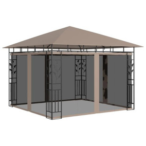 Altana ogrodowa z moskitierą, 3x3x2,73 m, kolor taupe, 180 g/m²