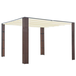 Altana z dachem, polirattan, 300x300x200cm, brązowo-kremowa