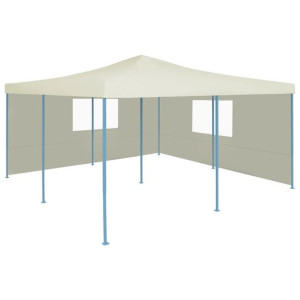 Składana altana z 2 ścianami, 5x5 m, kremowa
