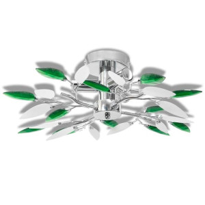 Lampa sufitowa, 3 żarówki E14, zielono-biała