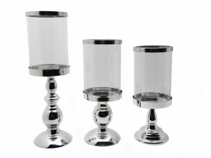 Świeczniki Glamour Chrom Deco Home 3 Sztuki