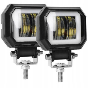 2xDalekosiężny halogen H LED z białym ringiem+włąc