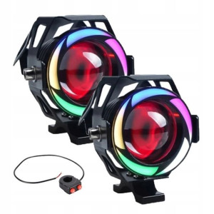 2 x Dalekosiężny halogen U7C +RING color+WŁĄCZNIK