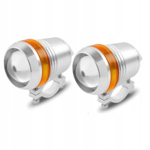 2xHalogen motocyklowy U3 srebrny z ringiem POMA+wł