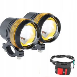2 x Dalekosiężny halogen U3 z ringiem pomarancz+wł